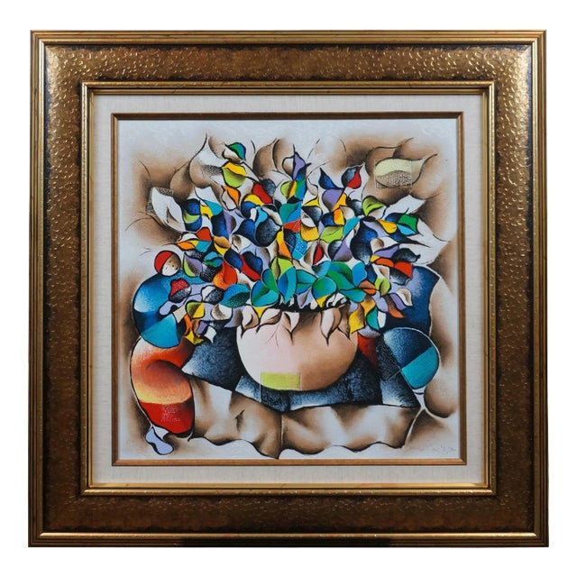 Rare David Schluss Love Bouquet Abstract Floral Still Life Serigraph For Sale