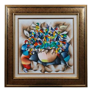 Rare David Schluss Love Bouquet Abstract Floral Still Life Serigraph