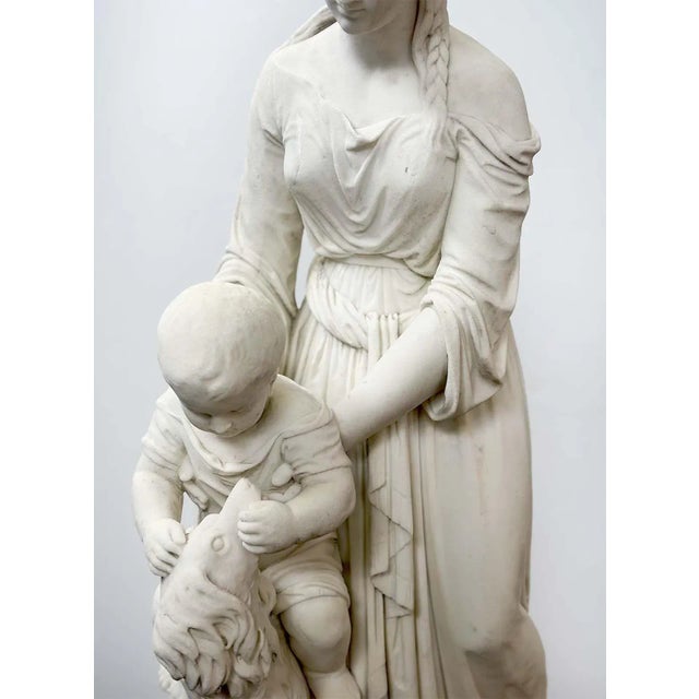 Traditional 19th Century Italian Marble Sculpture of a Mother & Child For Sale - Image 3 of 5