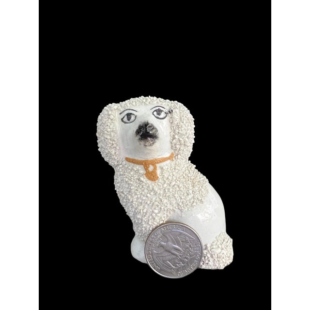 Pair of Miniature English Staffordshire Poodle Figurines, 1950s, 3ʺ Tall For Sale In Houston - Image 6 of 11