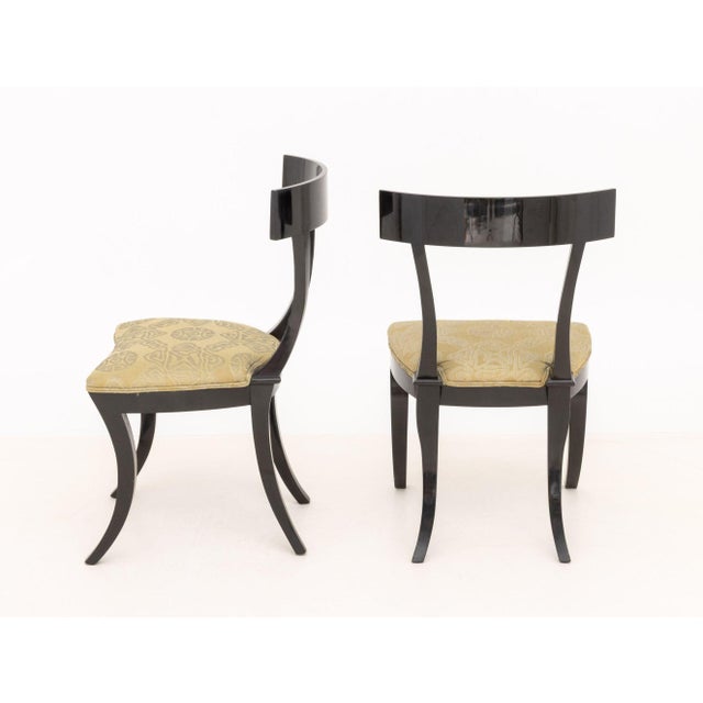 Pair of Contemporary Ebonized Wood Klismos Dining Chairs For Sale - Image 4 of 7
