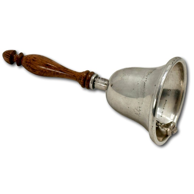 American Fine Antique American Sterling Silver & Genuine Rosewood Dinner Bell With Lovely Ring Tone - Circa 1920s For Sale - Image 3 of 12