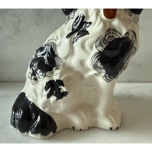 Black Antique Staffordshire Style Ceramic Spaniel Figurine For Sale - Image 8 of 12