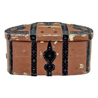 Swedish Brown Painted Shaped Strong Box, 1860 For Sale