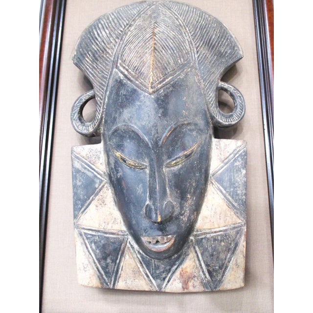 Wood African Craved Tribal Punu Gabon Styled Mounted Mask For Sale - Image 7 of 13