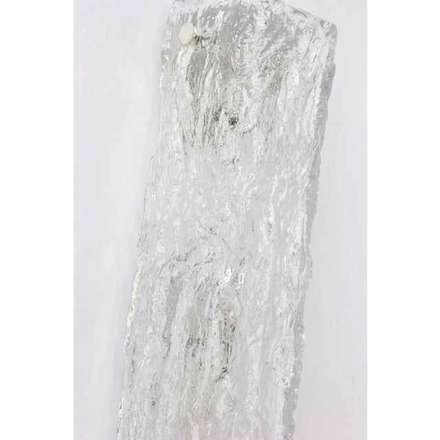 1970s Large German Murano Ice Glass Vanity Sconces from Kaiser, 1970s, Set of 3 For Sale - Image 5 of 10