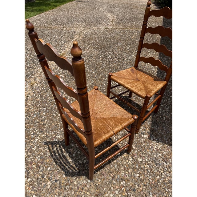 Vintage Tell City Chair Company Ladder-Back Rush Seat Chairs For Sale - Image 4 of 12