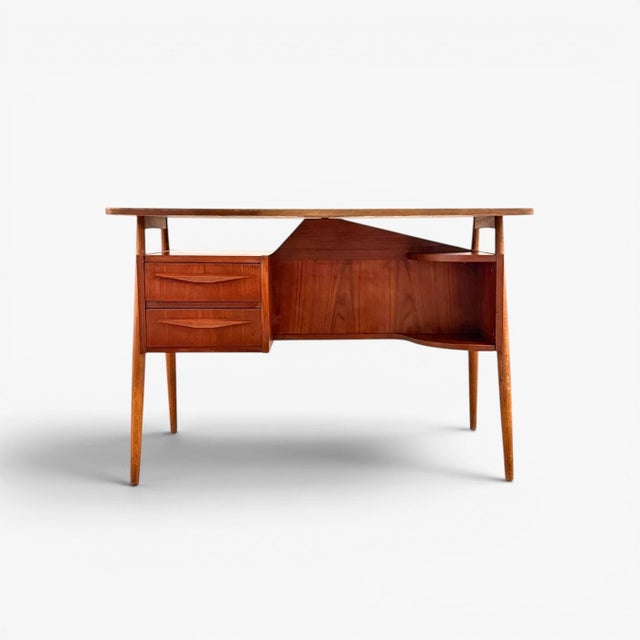 Freestanding Teak Desk from Gunnar Tibergaard ​​Nielsen, Denmark, 1960s For Sale - Image 9 of 9