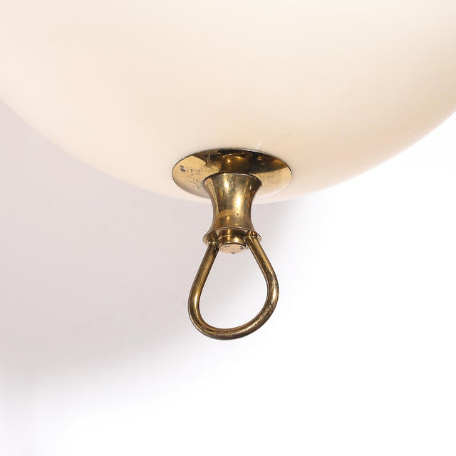 1960s Mid-Century Modern Murano Glass & Brass Banded Detailed Pendant Chandelier For Sale - Image 5 of 18