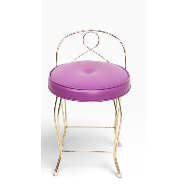 Mid-Century Modern Glamorous Vintage Hollywood Regency Vanity Bench by George Koch & Sons For Sale - Image 3 of 9