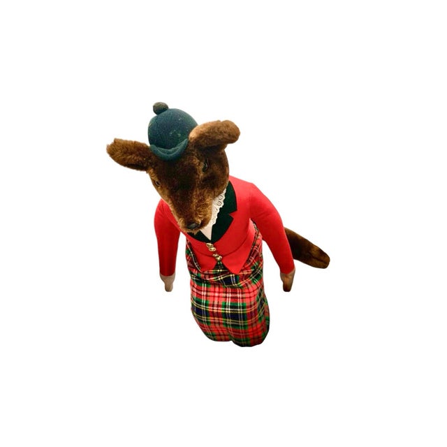 Late 20th Century Fox Doll Large Stuffed Animal Seated Position Vintage English Equestrian Decor For Sale - Image 5 of 6