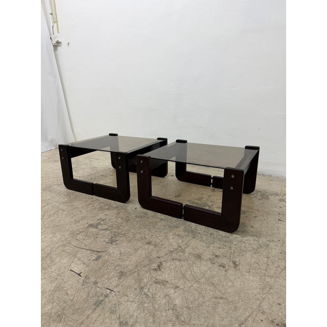 Percival Lafer Mp-97 Rosewood and Smoked Glass Side Tables, 1970s - A Pair For Sale - Image 13 of 17