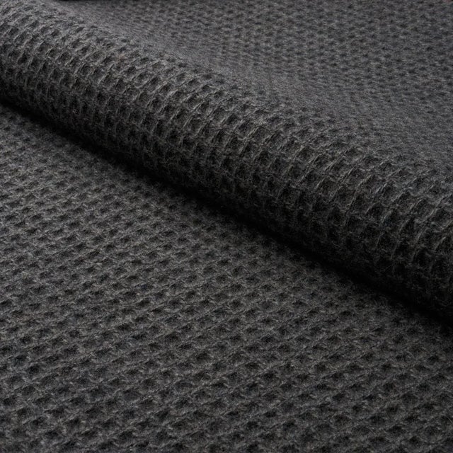 Schumacher Walden Wool Texture Fabric in Charcoal For Sale