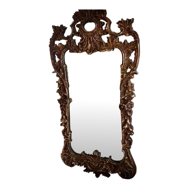 1960s Carved Wood, Gold, Rococo Style Wall Mirror For Sale
