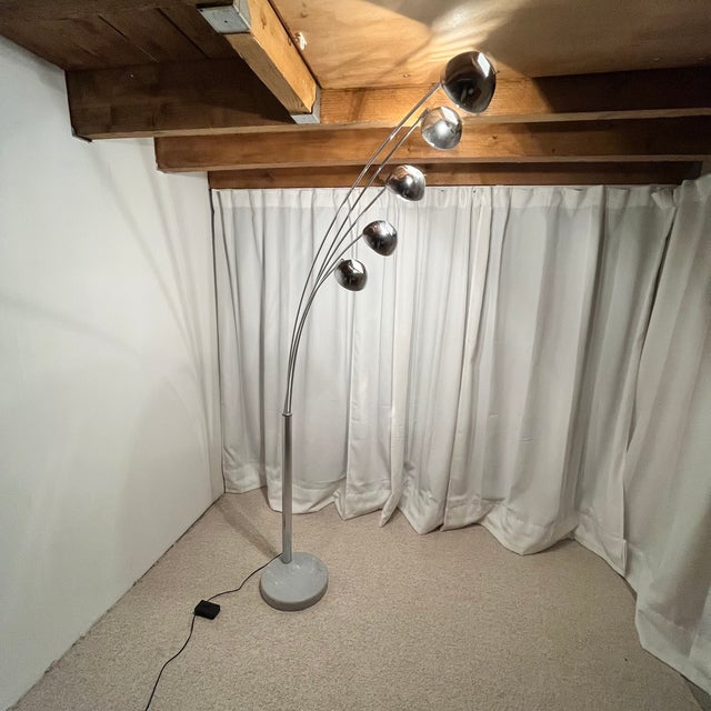 Metal Arc Floor Lamp with Tree-Shaped Base and Five Lights, 1990s For Sale - Image 7 of 18