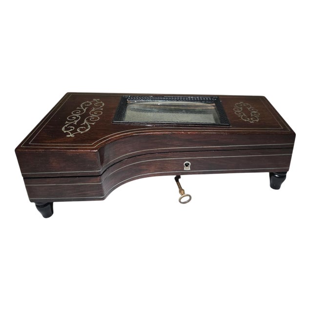 19th-Century Silver and Exotic Wood Inkwell in the shape of Piano, 1880s For Sale