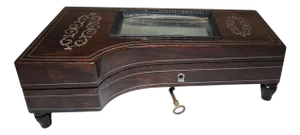 19th-Century Silver and Exotic Wood Inkwell in the shape of Piano, 1880s