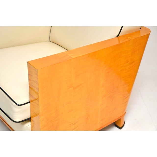 Art Deco Swedish Leather and Satin Birch Chairs, 1930s, Set of 2 For Sale - Image 9 of 16