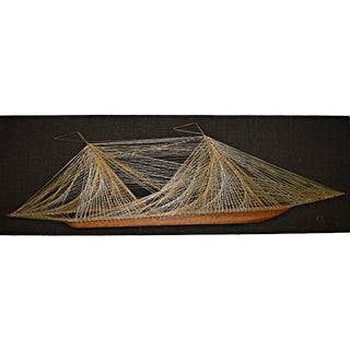 String & Nail Ship Hanging Art For Sale