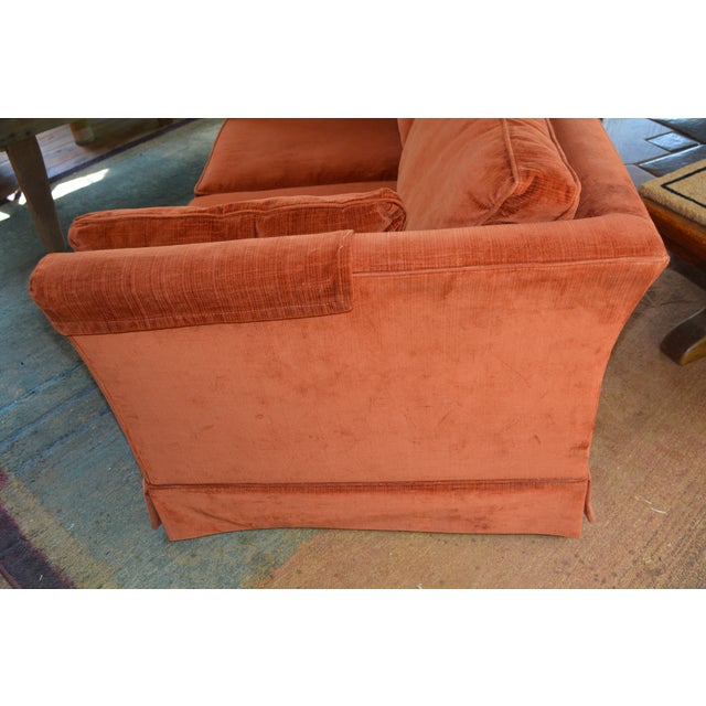 Mid-Century Modern Vintage Mid Century Hickory Tavern / Lane Burnt Orange Upholstered Loveseat Sofa For Sale - Image 3 of 17