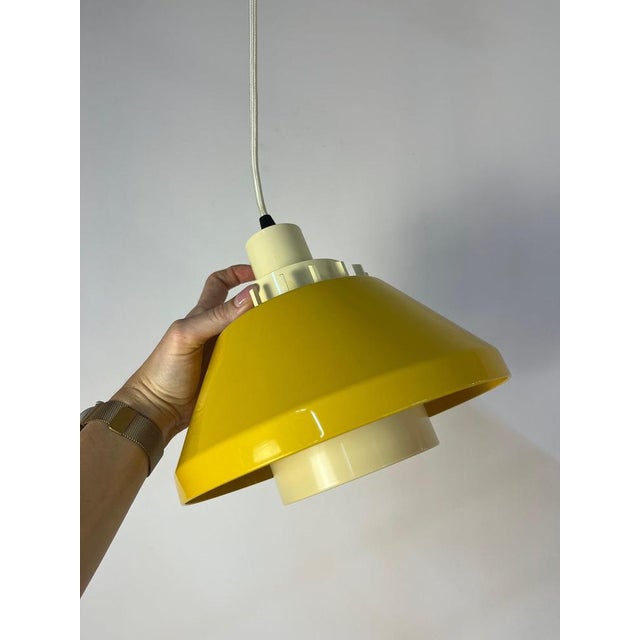 Model 854 Pendant Lamp in Yellow Plastic from Lyskær Belysning For Sale - Image 6 of 11