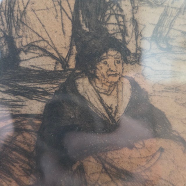 Antique Armand Coussens (b.1881-1935) Color Etching French Market Scene For Sale - Image 4 of 10