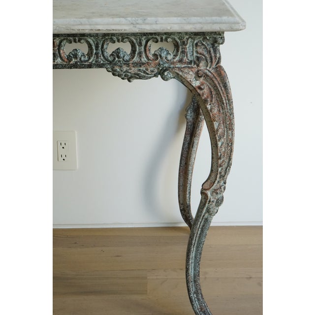 Antique Cast Iron Console Table With White Marble Top, Italy Chairish