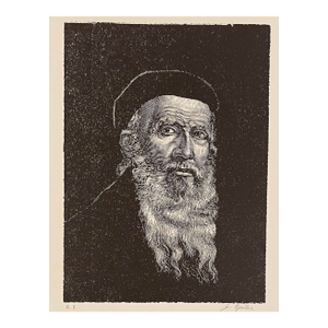 1930s Jehudo Epstein Rabbi Portrait Wood Engraving