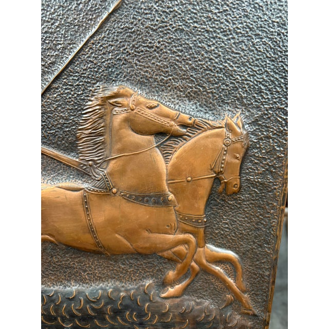Mediterranean Vintage Greek Handmade Copper Relief Plaque “Triumph of Achilles” For Sale - Image 3 of 11