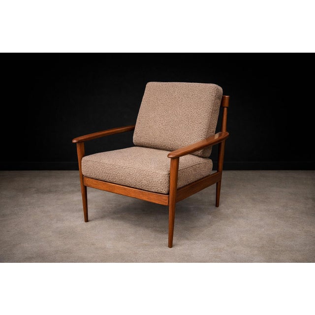 Grete Jalk Armchair in Caviuna & Mushroom Brown Bouclé, Rino Levi, Brazil, 1960s - Lot 491C For Sale - Image 13 of 17