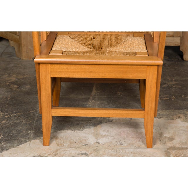 Orkney Island Midcentury Scottish Canopy Chair with Hand Woven Straw Back For Sale - Image 9 of 12