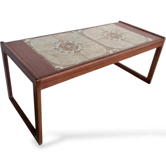 Brown Mid-Century Modern Coffee Table with Tile Top, 1960s For Sale - Image 8 of 9