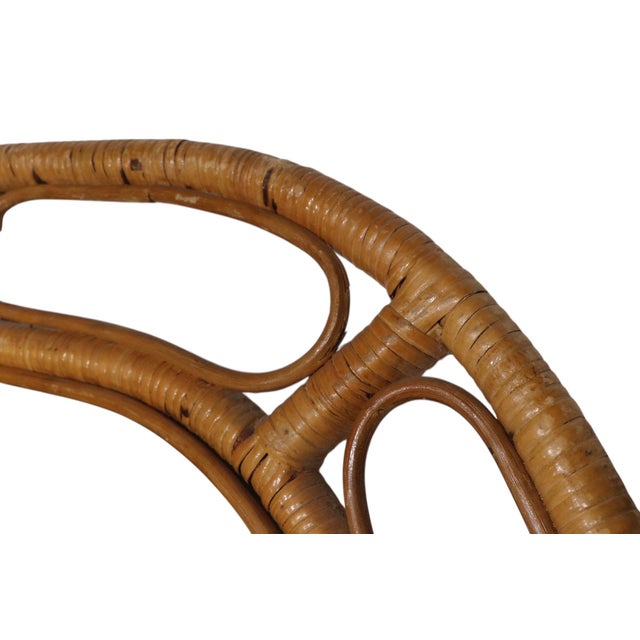 Wood Vintage Bamboo Frame Oval Wall Mirror C. 1950/70's For Sale - Image 7 of 10