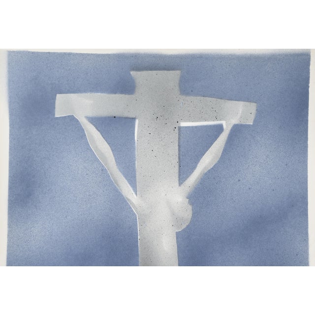 Ernst Bräuer, Crucifixion in Blue, 1962, Signed, 1962, Lithograph For Sale - Image 4 of 11