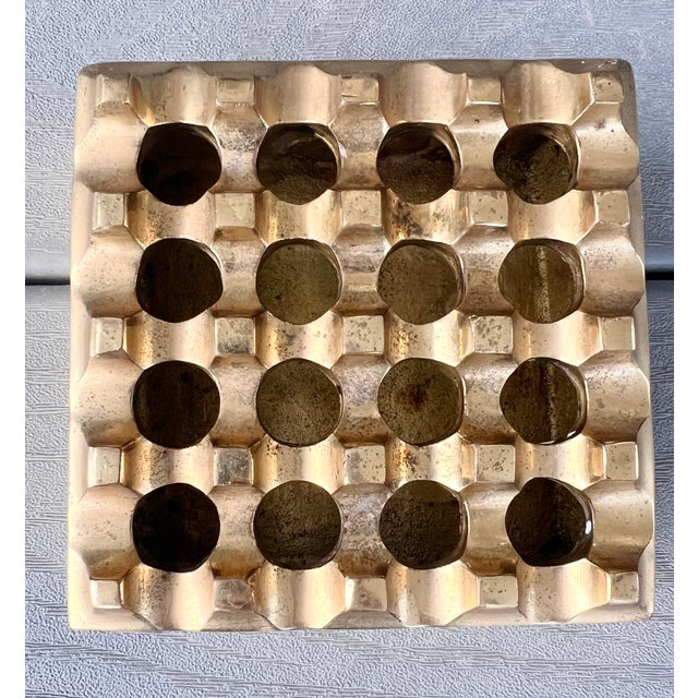 Vintage Scandinavian Modern Brass "Ultima" 16-Hole Ashtray Box, in the Style of Bo Ljungberg & Holger Bäckström For Sale In Salt Lake City - Image 6 of 8