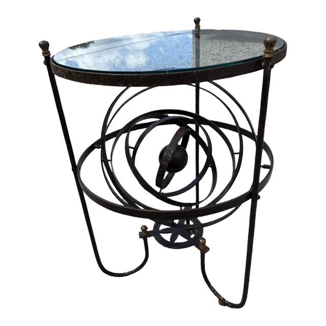 Vintage French Iron Armillary Sphere Side Table. For Sale