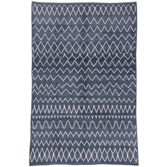 Navy Blue Moroccan Area Rug - 06'02 X 09'06 For Sale - Image 9 of 9
