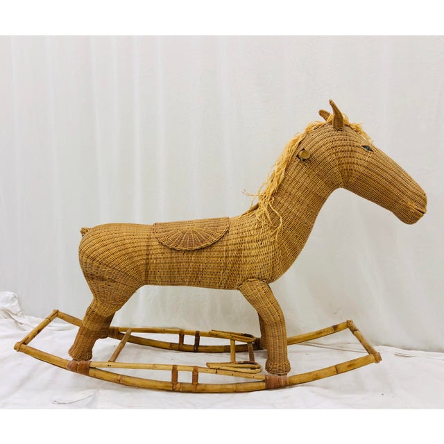 Vintage Wicker & Rattan Rocking Horse Chairish