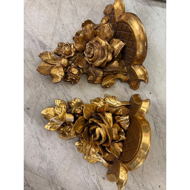 Carved Gold Gilt Wall Shelf Brackets For Sale - Image 10 of 10