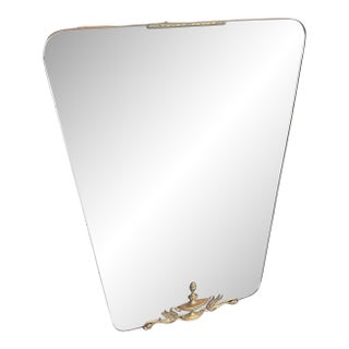 1940s Gio Ponti Style Mid-Century Modern Brass Italian Wall Mirror For Sale