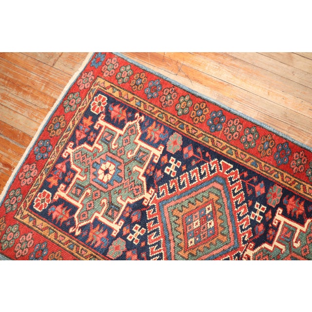 Early 20th Century Zabihi Collection Antique Navy Blue Heriz Runner - 2'10" x 9' For Sale - Image 5 of 9
