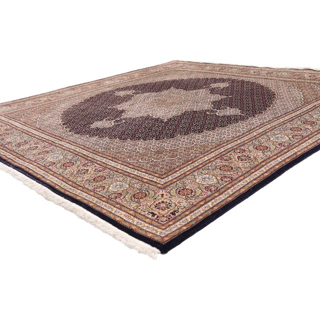 79451 Vintage Persian Tabriz Rug, 06'07 x 06'09. The Celestial Herati Court: Vintage Persian Tabriz Masterpiece of Refined...