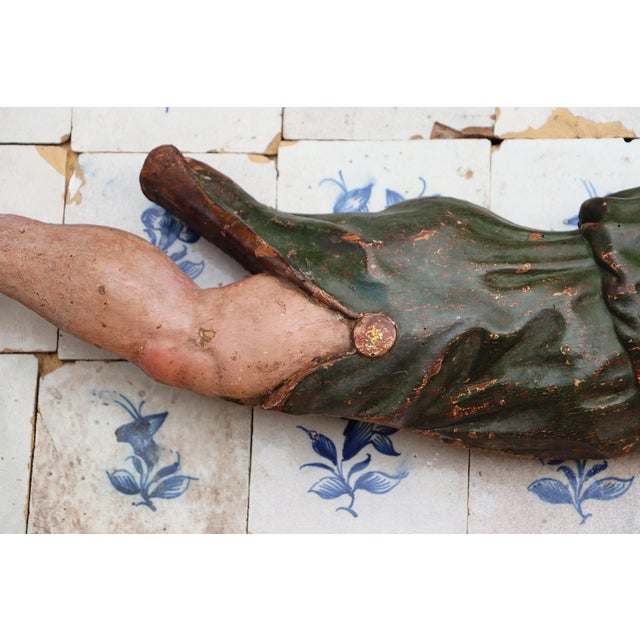 Antique Cherub Musician Playing a Golden Bugle, 18th Century, Portuguese For Sale - Image 9 of 14