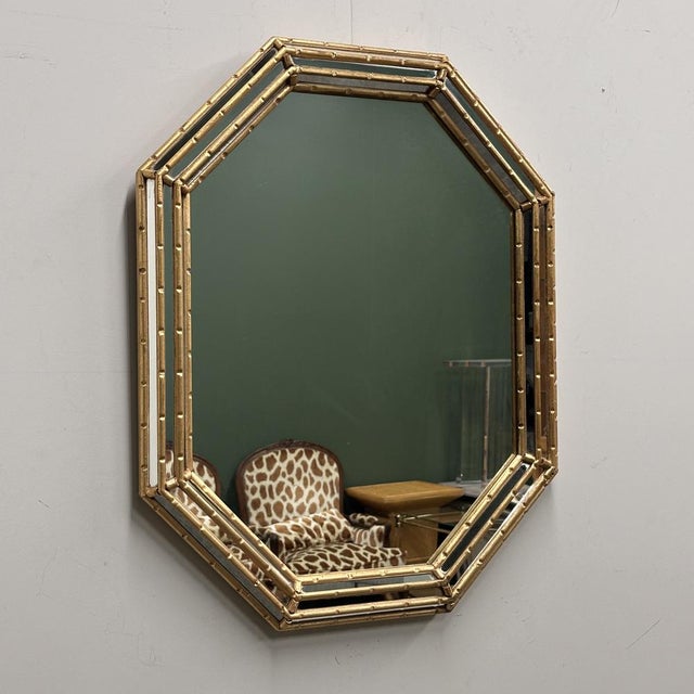 Gold Vintage Faux Bamboo Gilt Mirror, 1980s. For Sale - Image 8 of 11