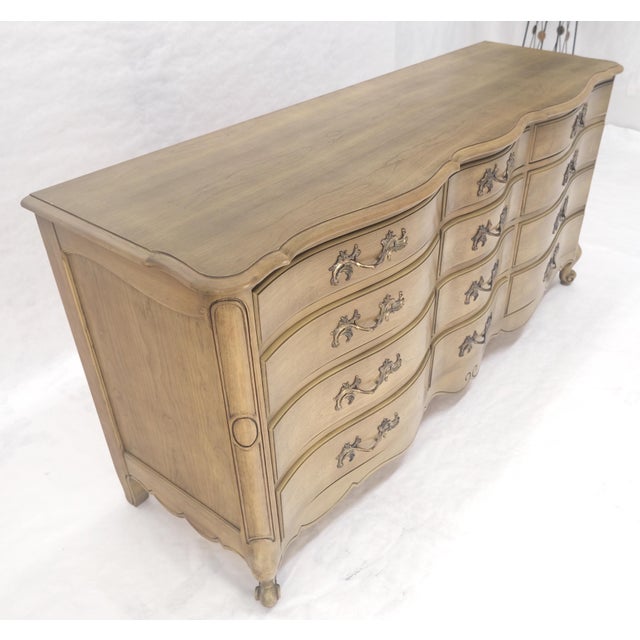 Brown Pickled Solid Cherry Country French 12 Drawers 6' Long Dresser Credenza MINT! For Sale - Image 8 of 16