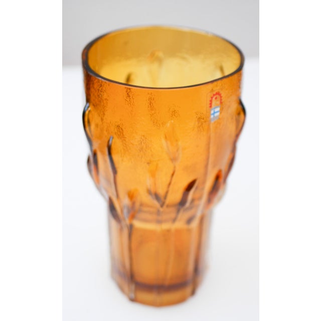 Glass Vintage Finnish Art Glass Vase by Kaj Blomqvist for Humppila For Sale - Image 7 of 14