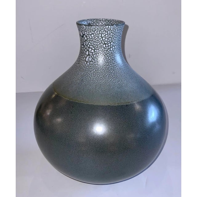 2020s Stylish Studio a Home Small Modern Blue and Gray Eggshell Vase For Sale - Image 5 of 5