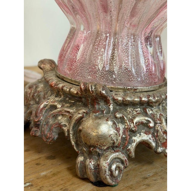 Mid 20th Century Murano Barovier & Toso Style Pink Bullicante Glass Table Lamps - a Pair For Sale - Image 11 of 18