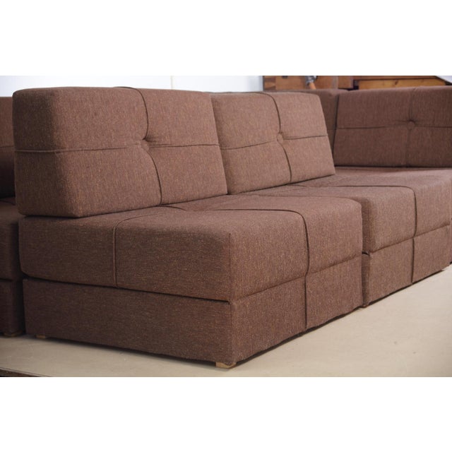 Wood Modular Corner Sofa and Foldable Bed, 1980s, Set of 6 For Sale - Image 7 of 18