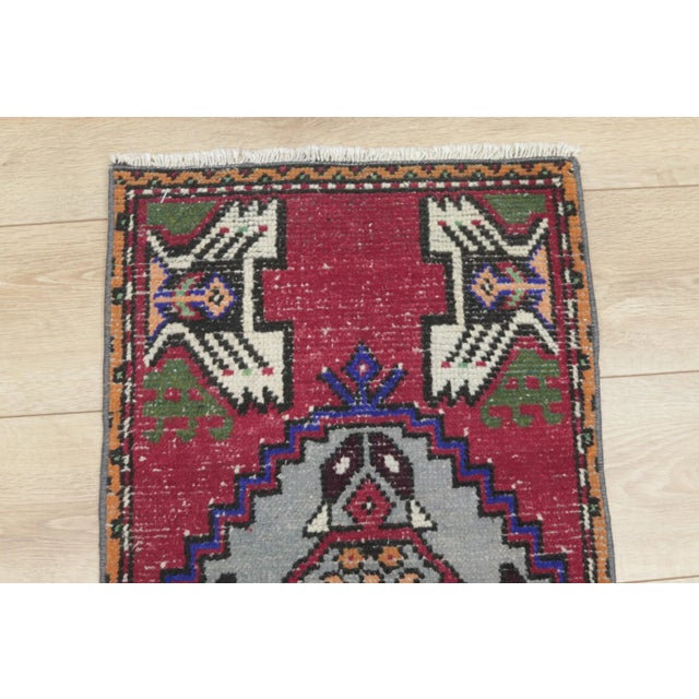 1970s 1970s Turkish Vintage Oushak Doormat Rug For Sale - Image 5 of 9